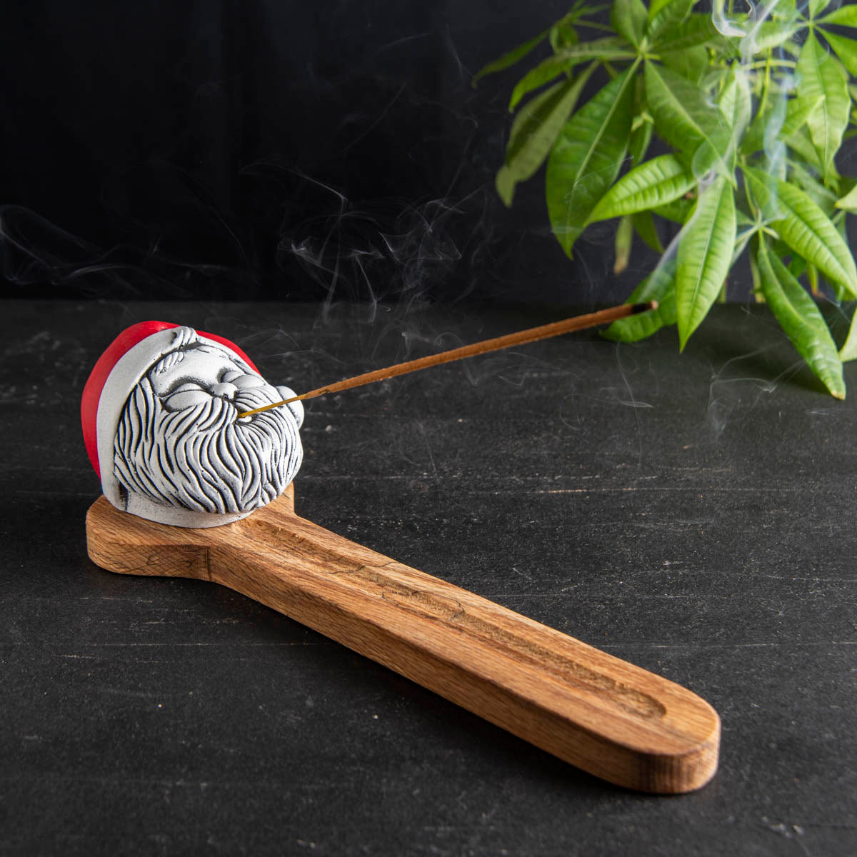 Santa Figure Incense Stick Holder with Beech Wood Tray (waking) 4 units