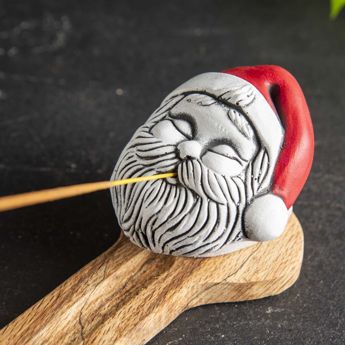 Santa Figure Incense Stick Holder with Beech Wood Tray (waking) 4 units