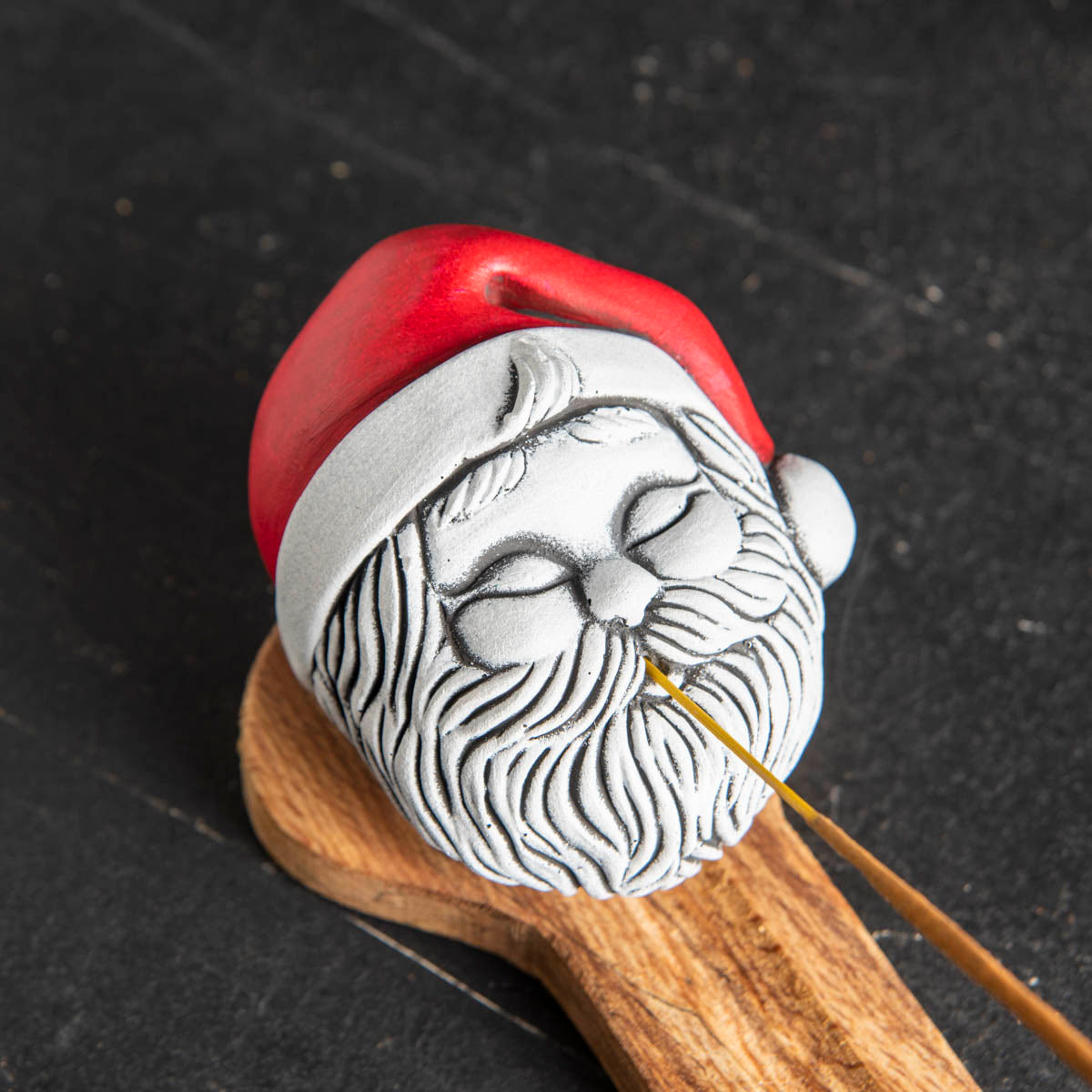 Santa Figure Incense Stick Holder with Beech Wood Tray (waking) 4 units