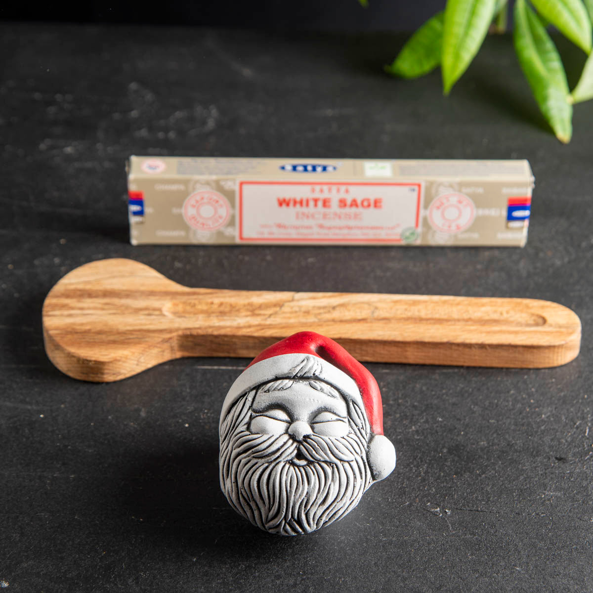 Santa Figure Incense Stick Holder with Beech Wood Tray (waking) 4 units