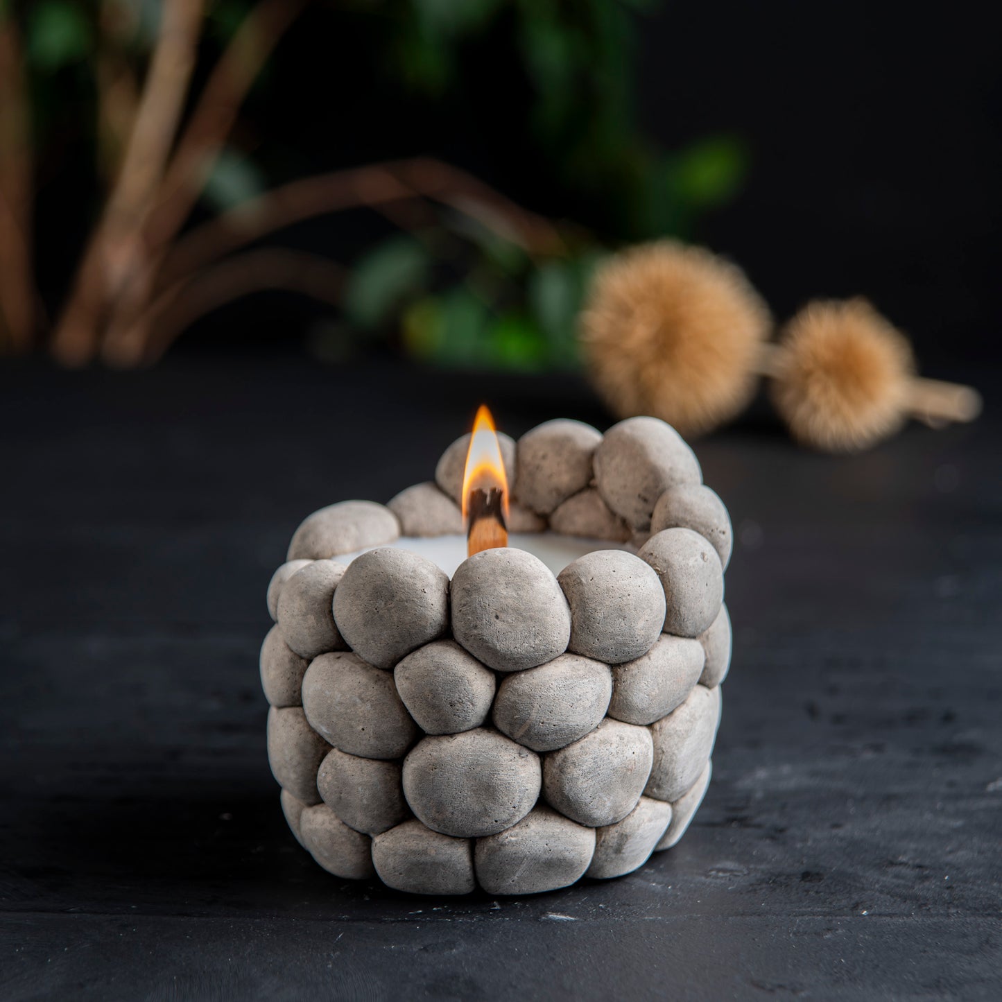 Pebble Stone Candle, Vegan Organic Soy Candle (waking) 4 units