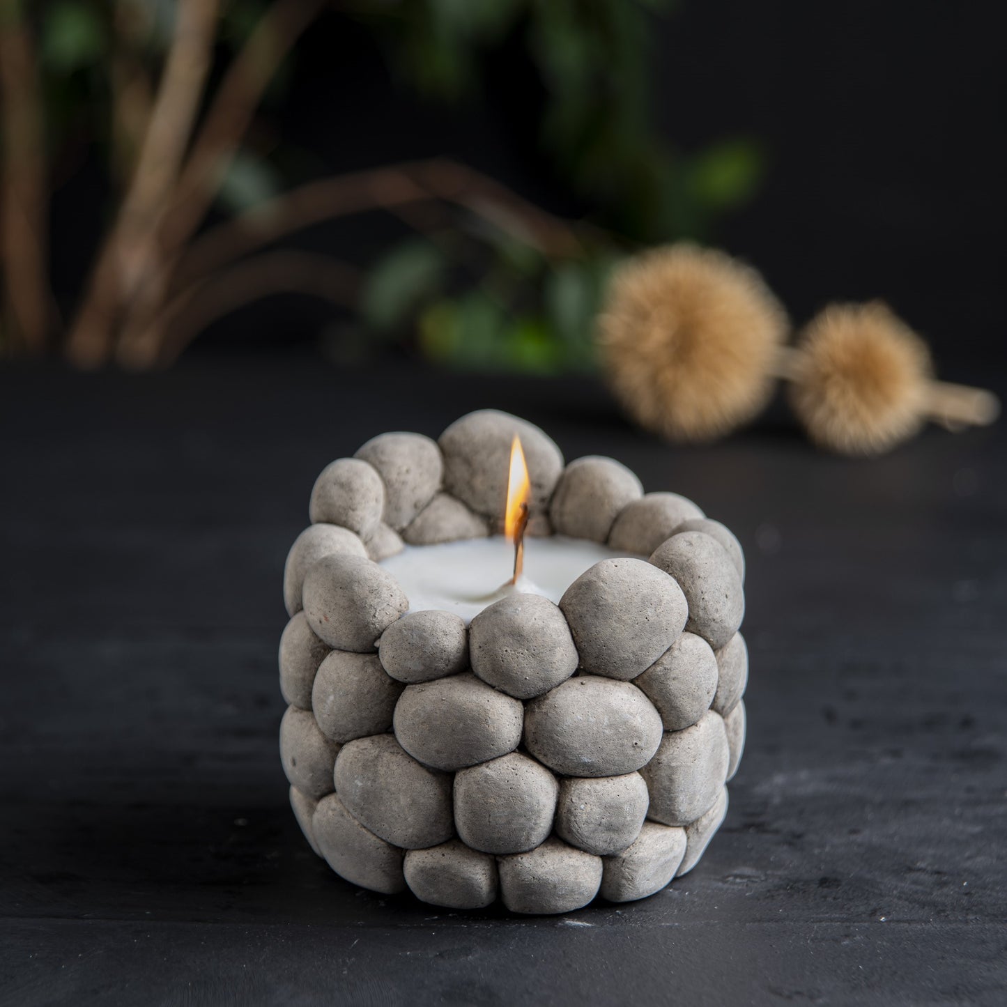 Pebble Stone Candle, Vegan Organic Soy Candle (waking) 4 units