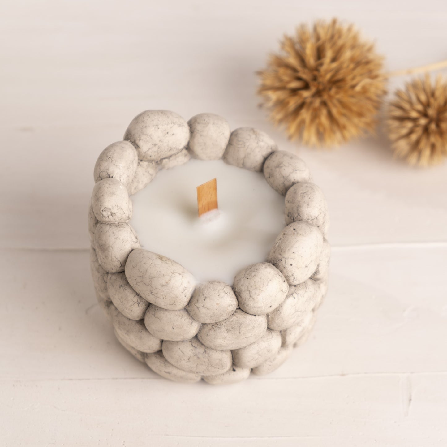 Pebble Stone Candle, Vegan Organic Soy Candle (waking) 4 units