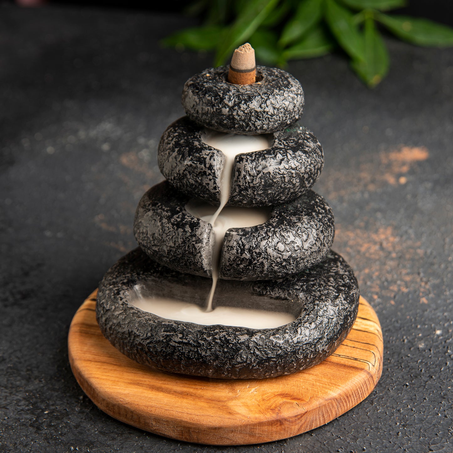 Unique Zen Stones Backflow Incense Holder, Authentic Backflow Cone Incense Holder, Waterfall Zen Stones Incense Holder (waking) 4 units