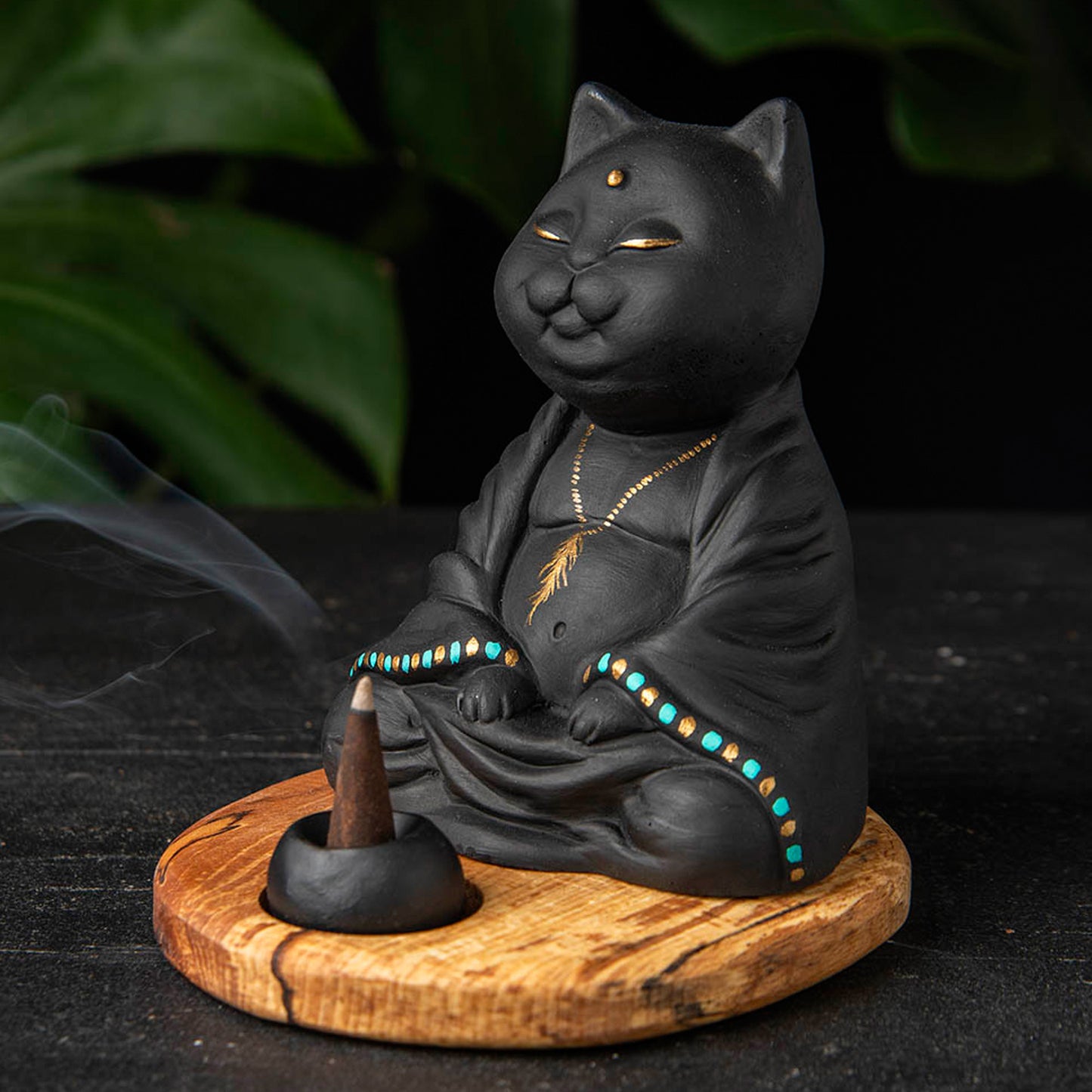 Meditating Cat Incensory, Meditating Cat Incense Holder (waking) 2 units