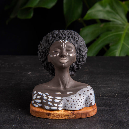 African Women Oil Burner, Curly Women wax warmer (waking) 2 units