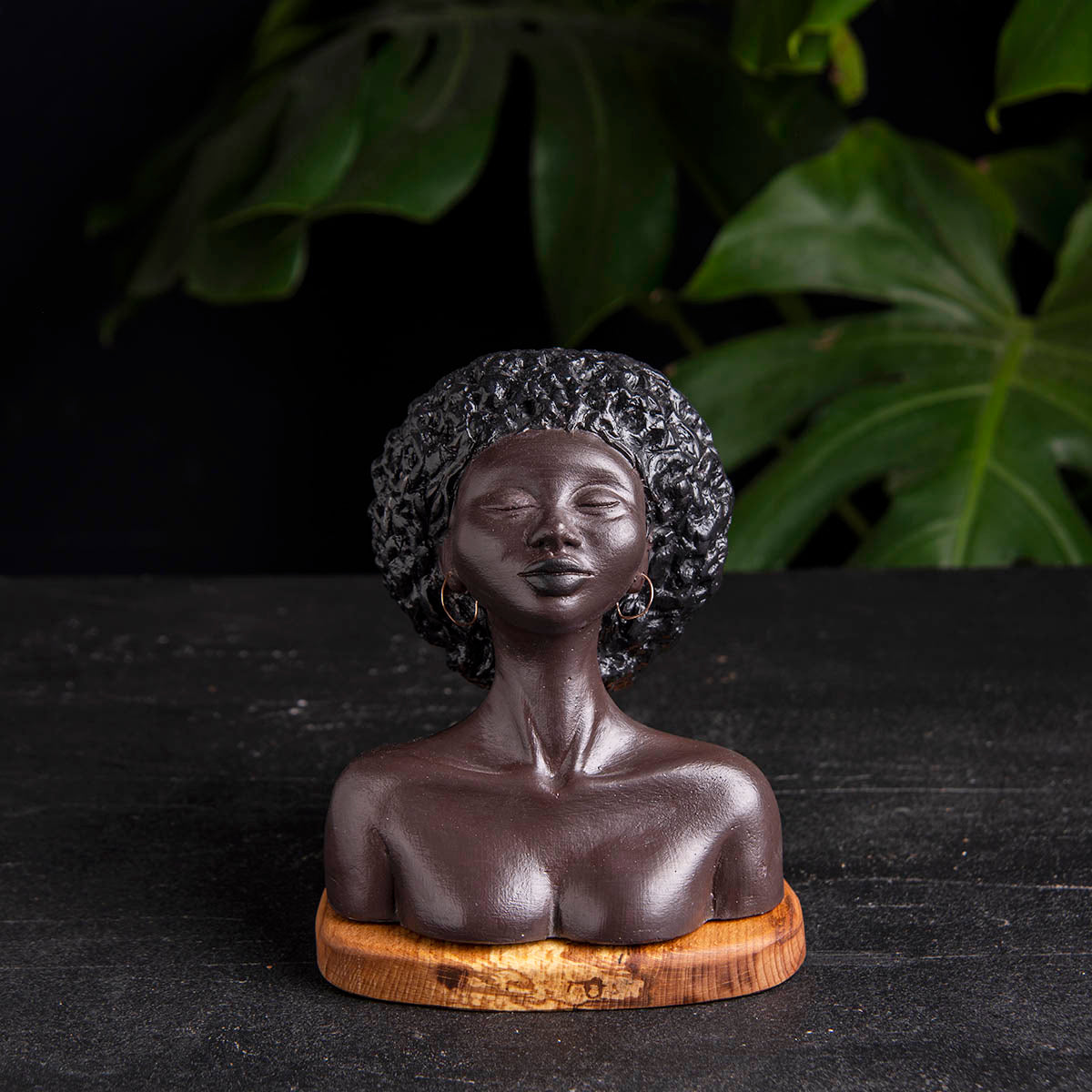 Brown African Women Oil Burner, Curly Women wax warmer (waking) 2  units