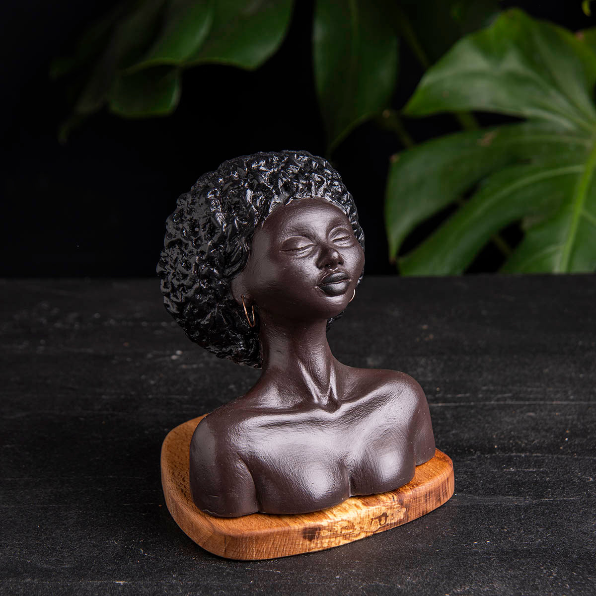 Brown African Women Oil Burner, Curly Women wax warmer (waking) 2  units