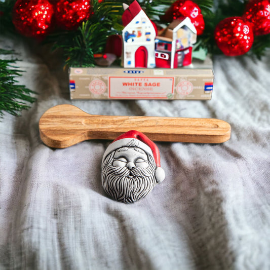 Santa Figure Incense Stick Holder with Beech Wood Tray (waking) 4 units