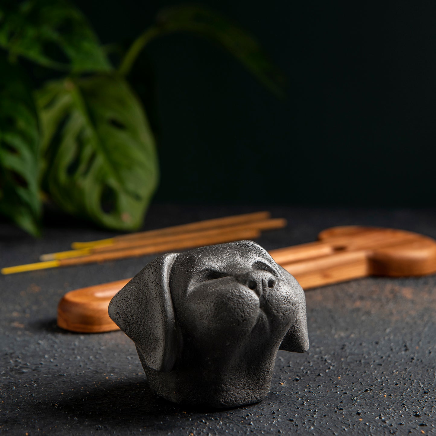 Puppy Stone Head Incense Holder, Minimalist Incense Burner for Yoga Studio (waking) 4 units