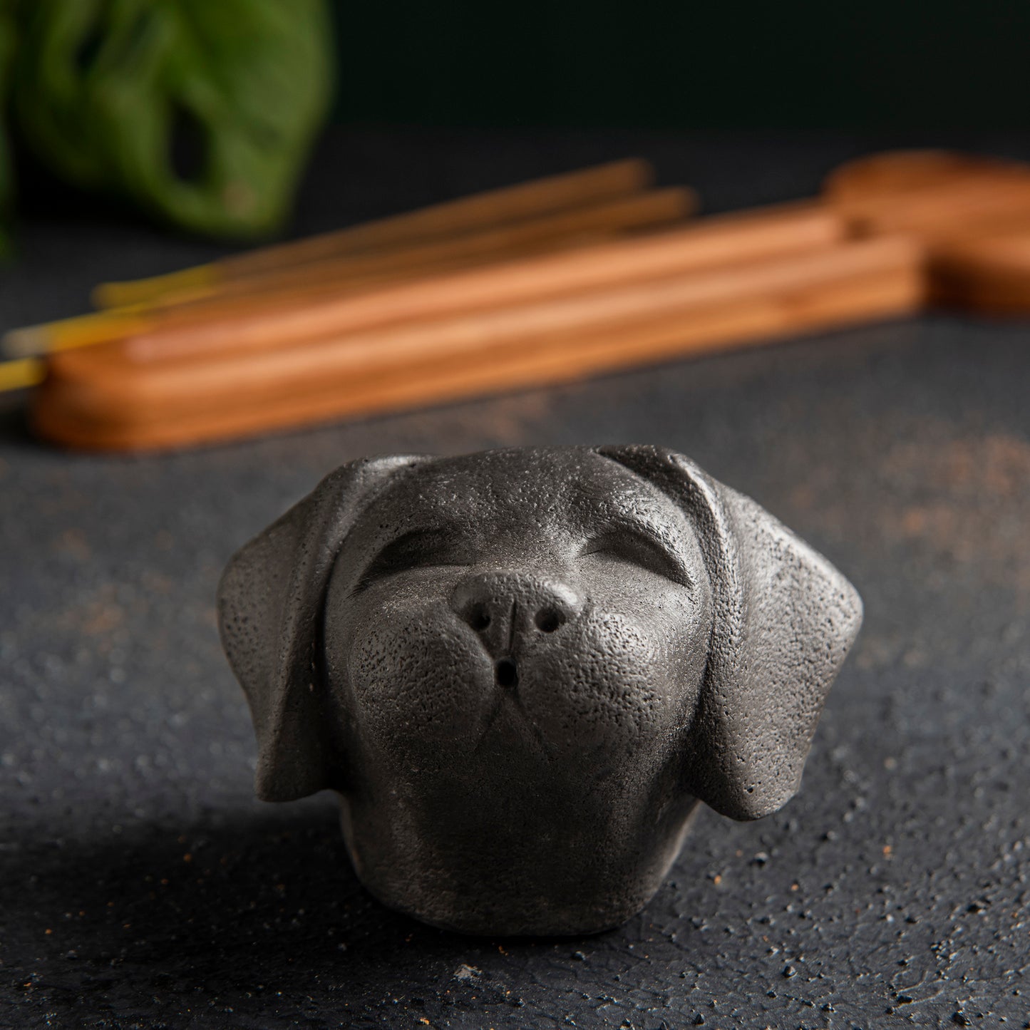 Puppy Stone Head Incense Holder, Minimalist Incense Burner for Yoga Studio (waking) 4 units