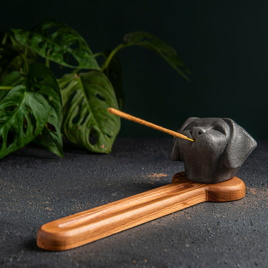 Puppy Stone Head Incense Holder, Minimalist Incense Burner for Yoga Studio (waking) 4 units